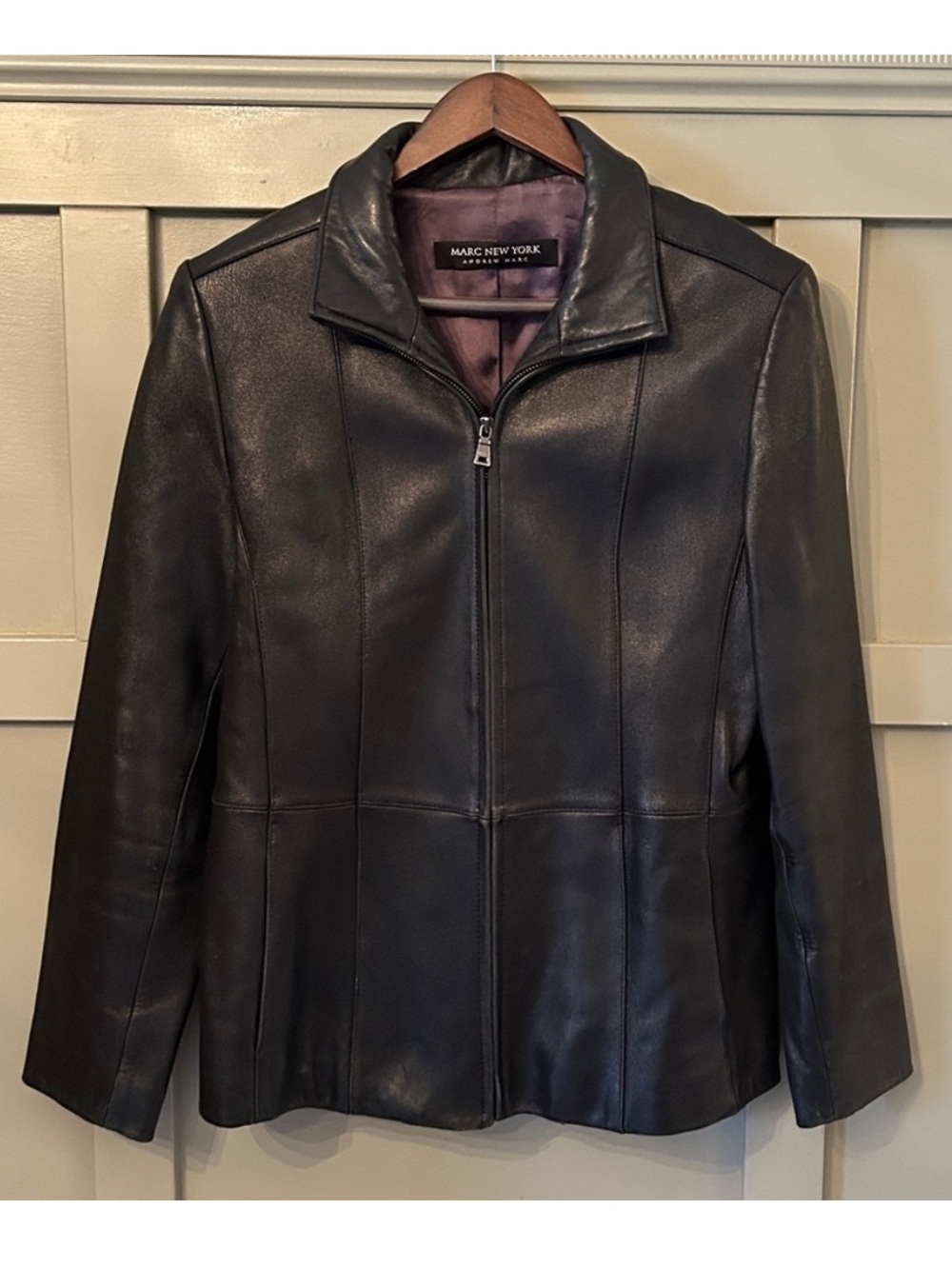 Marc New York Andrew Marc Leather Jacket Full Zip Black Size Large